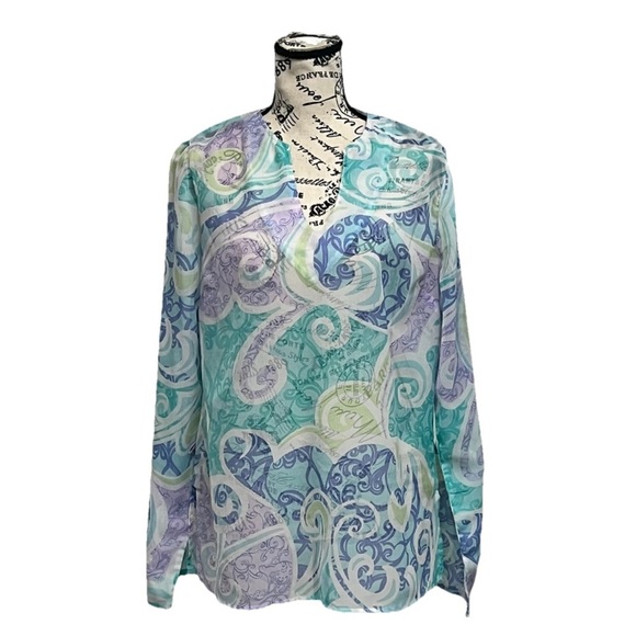 Vtg Retro Y2k Metro style Paisley Sheer Tunic Blouse Hippie Boho Peasent Fairy - Picture 1 of 8